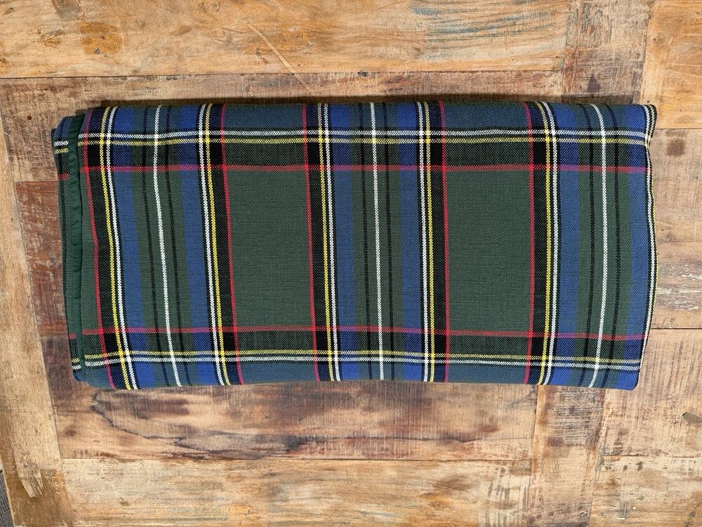 Pottery Barn Stewart Plaid Duvet Cover Full Queen Green Tartan 100% Cotton